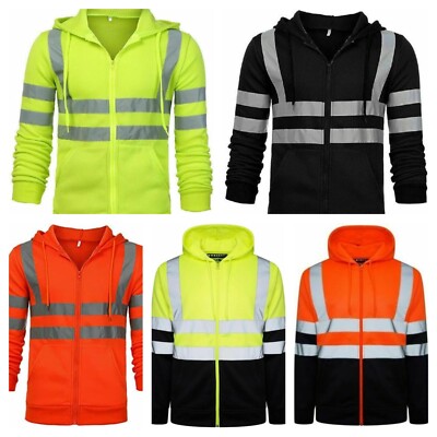 Hi High Viz Sicherheit Kapuzenpullover Arbeit Reißverschluss reflektierendes Band Sicherheit Hoodie