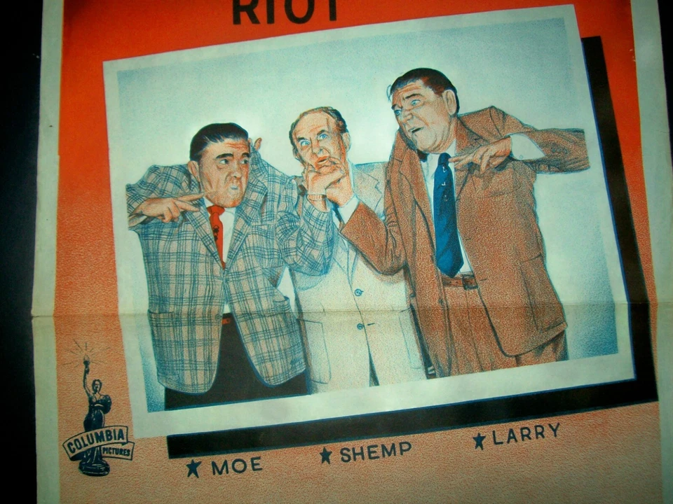 Rare Original 1950s Three Stooges Movie Poster with Shemp as the "Third Stooge" - Image 2 of 4