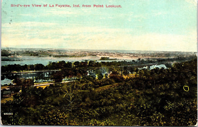 Bird's Eye View of La Fayette Indiana IN From Point Lookout Postcard B50