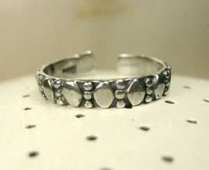 Vintage Simple Urban Punk Sterling Silver Diamond Pattern Open Toe Ring Size 6.5