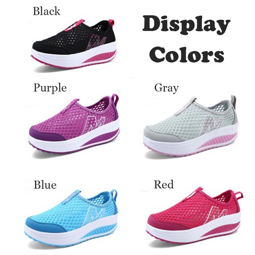 Freizeit Damen Mesh Atmungsaktiv Halbschuhe Plateau Slipper Schuhe Absatz Faule Schuhe - Bild 29 von 52