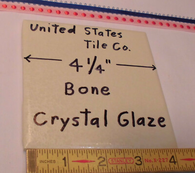 1 pc. *Bone* Ceramic Tiles  4-1/4'' Crystal Glazed /Crystalline  (NOS)  U.S.A.