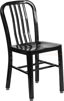 Mid-Century Black 'Navy' Style Dining Chair Cafe Restaurant In-Outdoor 500 Lbs!