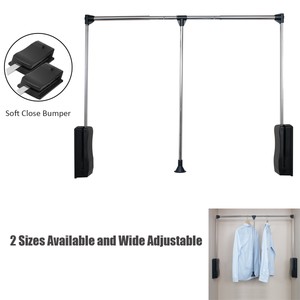 Soft Close Expanding Wardrobe Hanger Lift Pull Down Rod For Closet