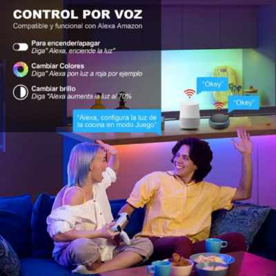 Bande LED RGB 20 Mètres – Connectée Bluetooth Et WiFi, 5050, 12V, Multicolore Pour Intérieur