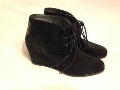 STUART WEITZMAN  WOMEN'S  KALAHARI  BLACK  SUEDE  LACE-UP ANKLE BOOTIES  SZ  8.5