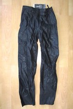 NOS w/tag vtg 80s black leather pants high waist pleated taper leg full lining 6