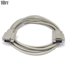 10ft Serial RS232 DB9 DB 9 9-Pin COM Port Male to Male M/M Molded Cable