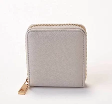 Womens Vegan Leather Square Mini Wallet  For Cards, Cash and Coin, Gray