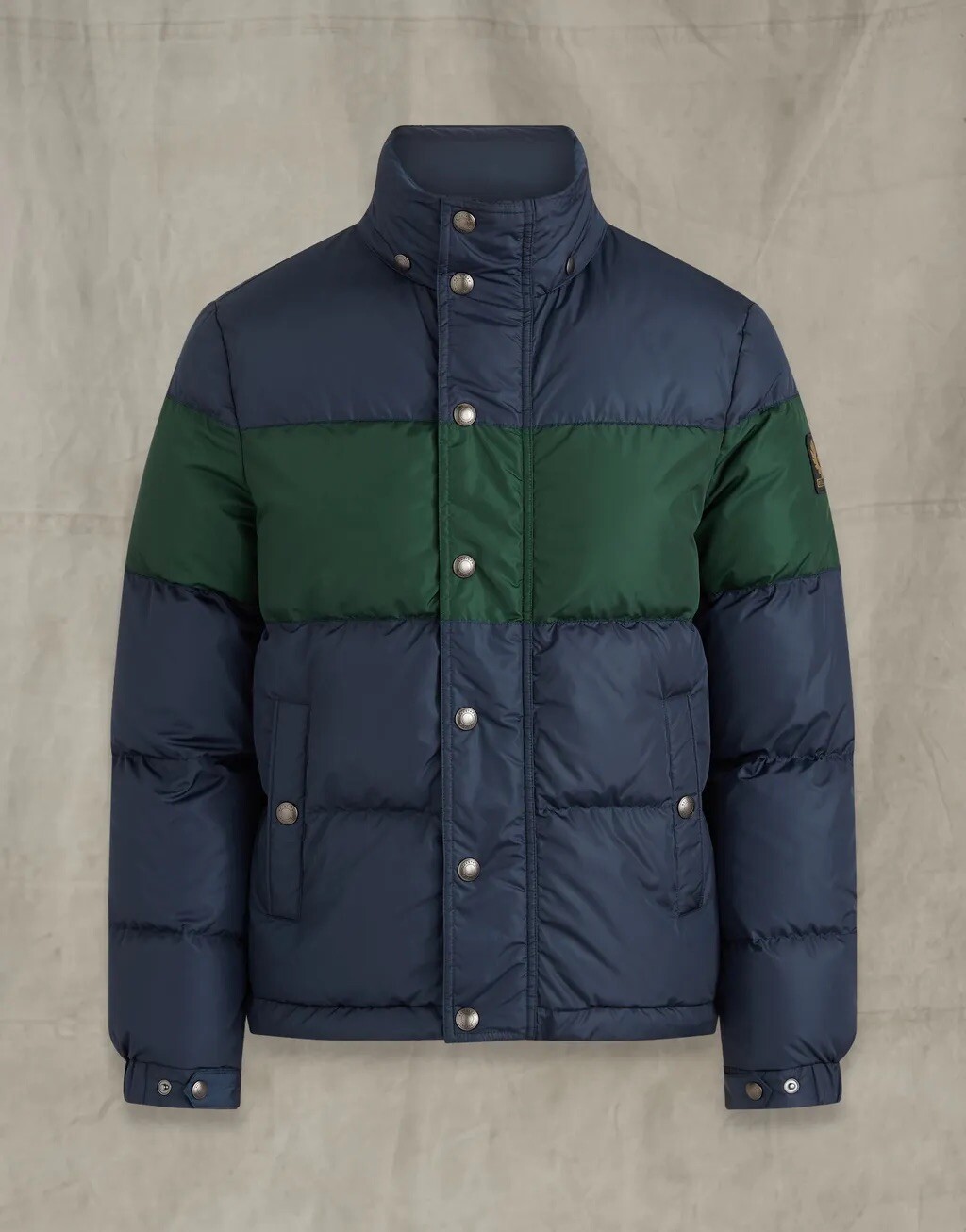 Belstaff Mens Puffer Jacket Padded Dome Navy Green Down Filled UK40 IT50 *Defect