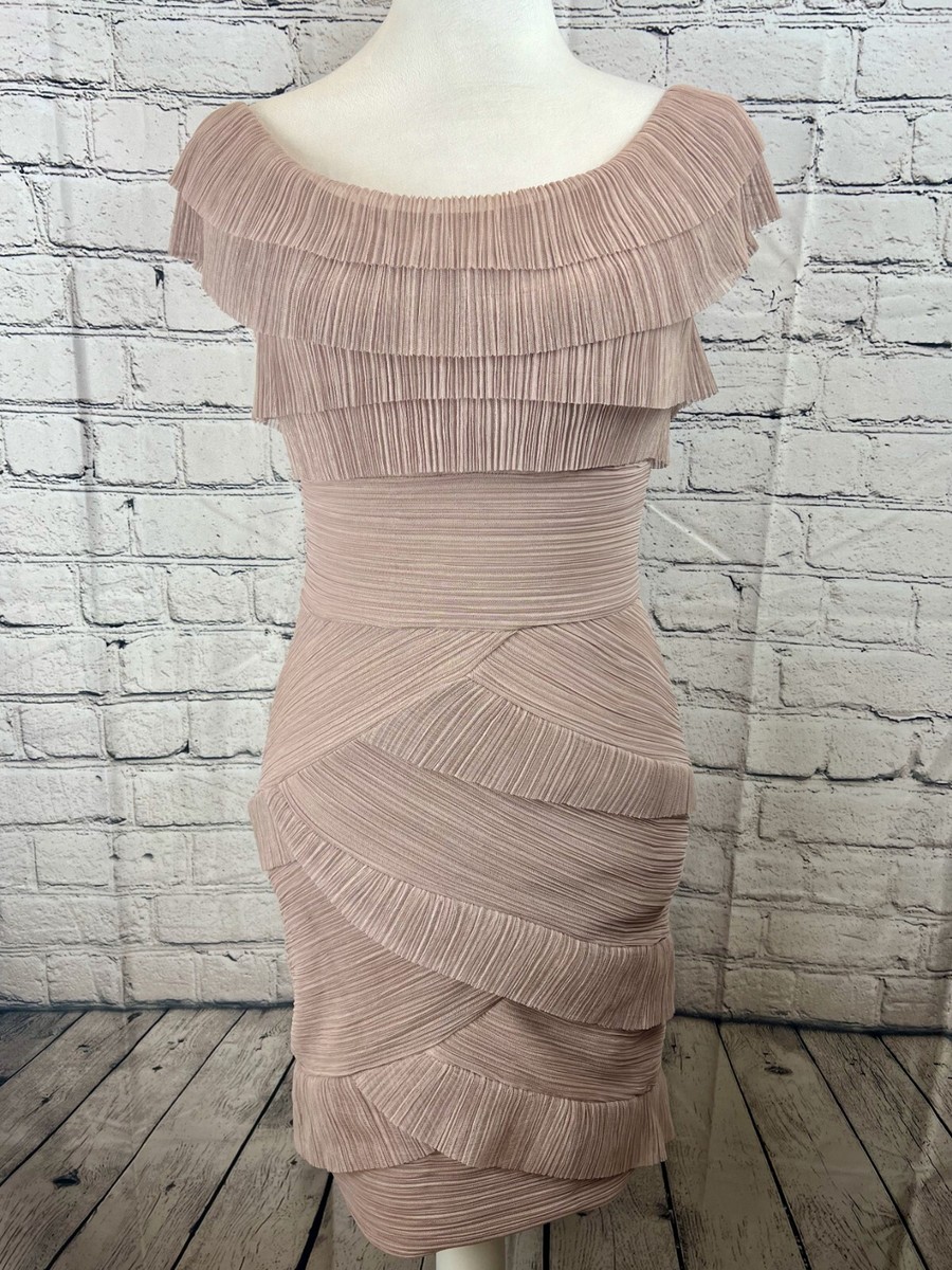 BCBGMAXAZRIA Bodycon Dress Women's Size 0 Gray Ruffle 100% Polyester Sleeveless BCBGMAXAZRIA Bodycon Dress Women's Size 0 Gray Ruffle 100% Polyester Sleeveless