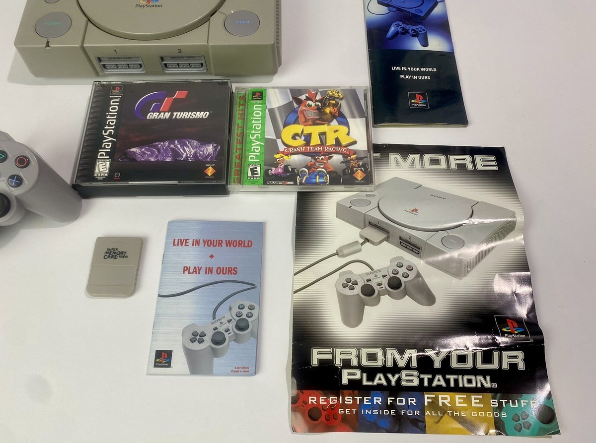 Sony PlayStation 1 Bundle/ controller and 2 games With Box Tested