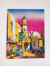 VINTAGE AIRBRUSH PAINTING COMMERCIAL DESIGN Sth AFRICAN MOSQUE 1940s C