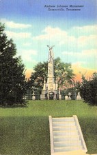 Andrew Johnson Monument Greeneville TN Obelisk Statue Cemetery Vtg Postcard H30