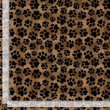 Cotton Paws Prints Dogs Pets Checkered Brown Fabric Print by Yard D759.62
