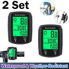 2PCS Bike Bicycle Speedometer Cycle Digital Odometer Computer Waterproof LCD