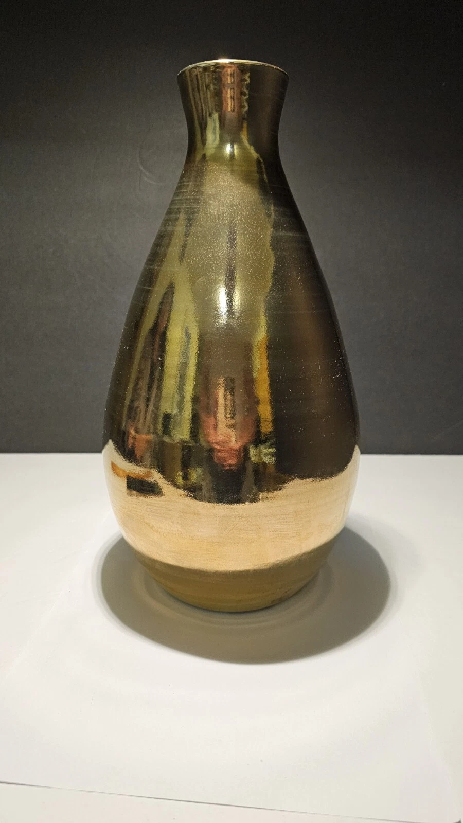 Ecri-Living "Zaragossa" Gold Flower Pottery Vase Holland Netherlands Tall
