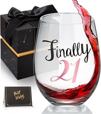 21st Birthday Gifts for Women Stemless Wine Glass Finally 21 Birthday Gifts NEW