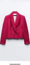 100 Authentic ZARA Double Breasted Frayed Cropped Blazer 89.90 Tax Size: XS