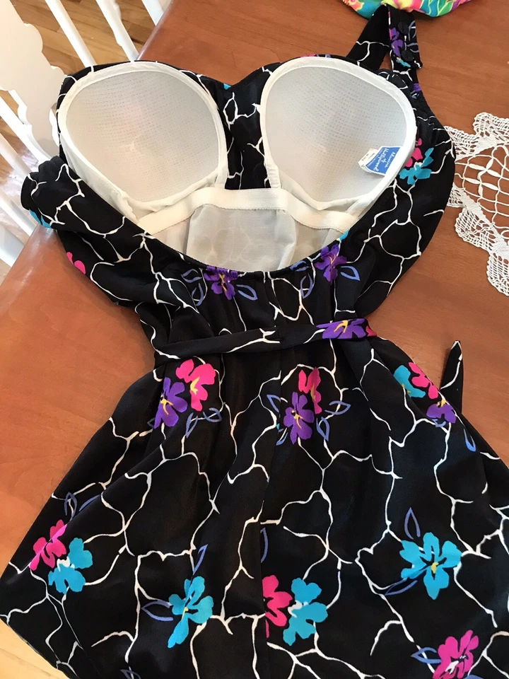Traje de baño vintage Maxine Hollywood de una pieza falda floral EE. UU. Power 18 Foto 4 de 4