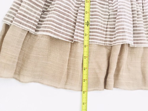 Easel Double Ruffle Hacci Tunic Womens Size S Beige Short Sleeves Stripe - Picture 6 of 9