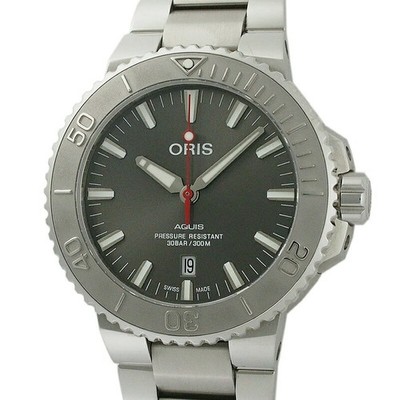 Oris Aquis Date Relief 0173377304153 Grey Dial Automatic Mens Watch