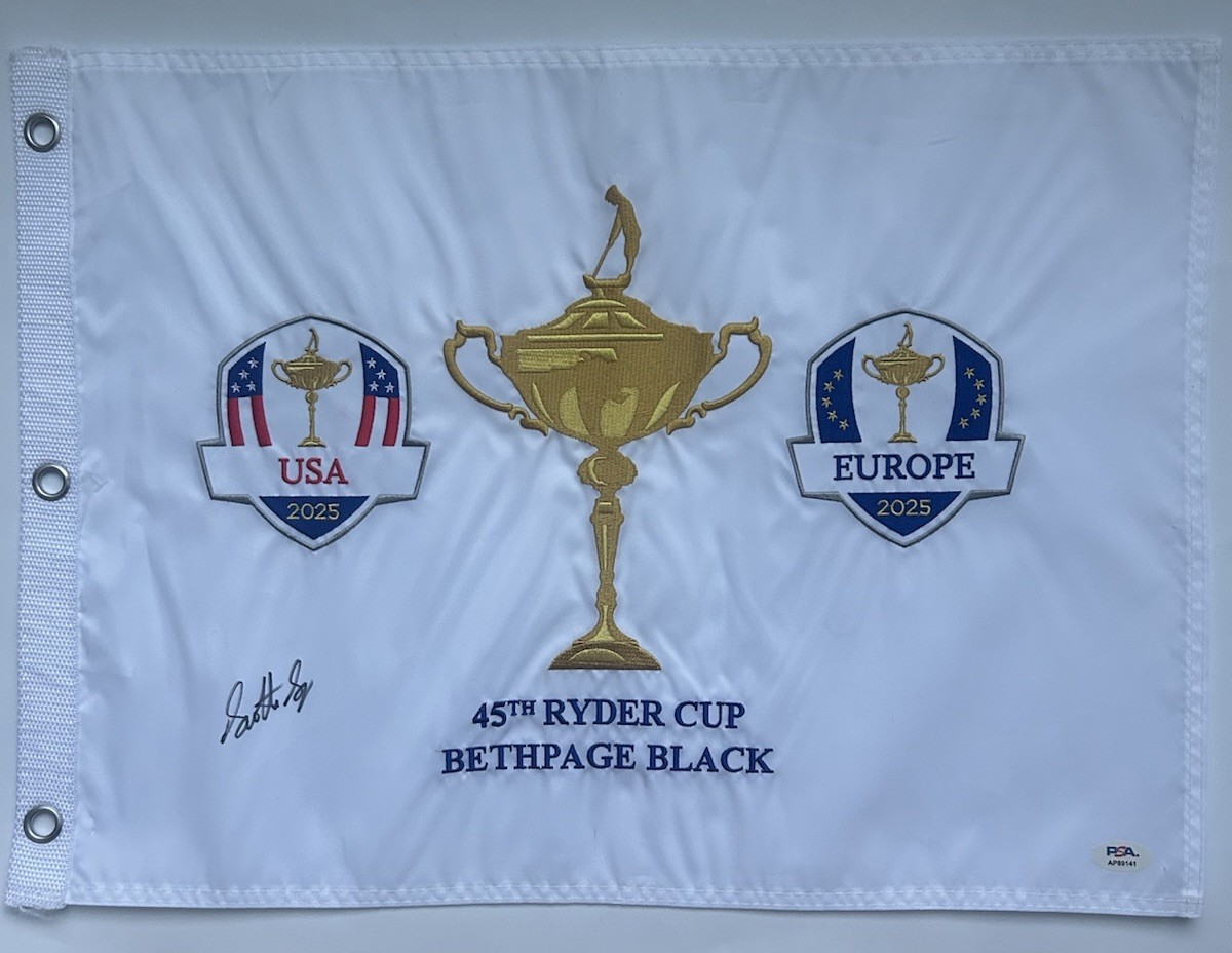 Scottie Scheffler Signed Autographed 2025 Ryder Cup Flag Embroidered PSA/DNA 