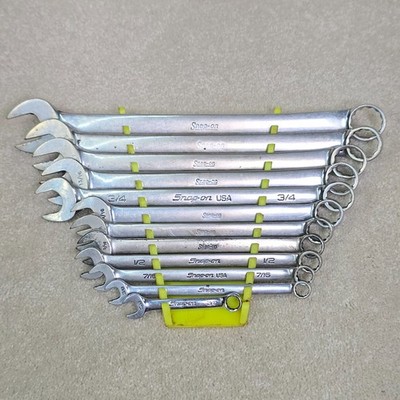 Snap-on 11pc SAE Combination Wrench Set 3/8''-1'' 12-Point Flank Drive OEX Master