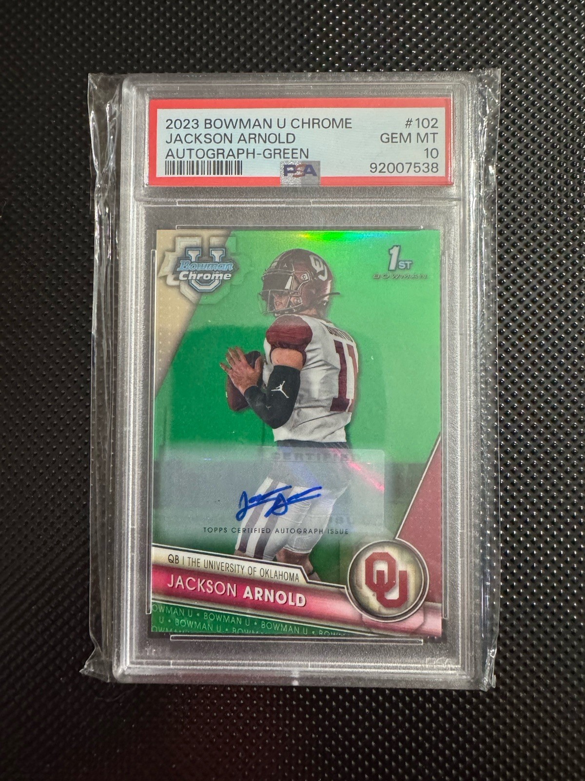 2023 Bowman Chrome U Jackson Arnold 1st Green Refractor Auto 72/99 PSA 10
