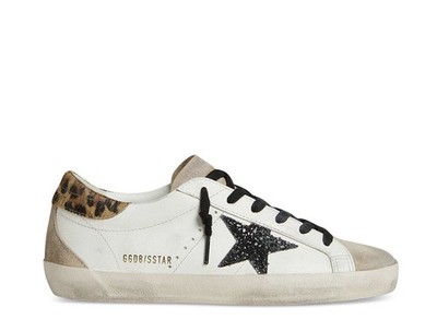 Golden Goose Superstar Sneakers White Black Glitter Leopard, NIB