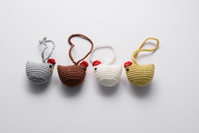 Handmade Crochet Chicken Keychain Set of 4 - Chicken Christmas Ornaments, Funny