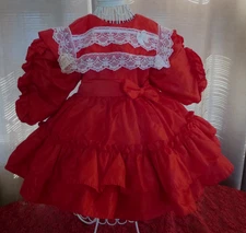 Vintage Mini World Red Christmas Toddler Dress Ruffles Full Circle  Sz 2T