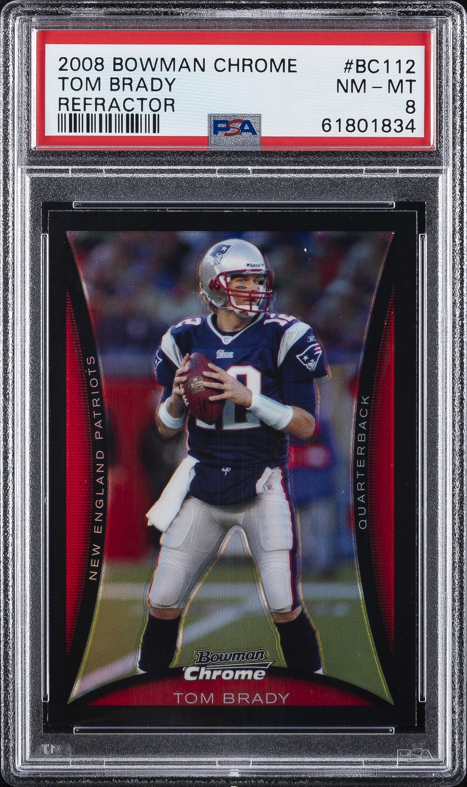 2008 BOWMAN CHROME REFRACTOR #BC112 TOM BRADY PSA 8