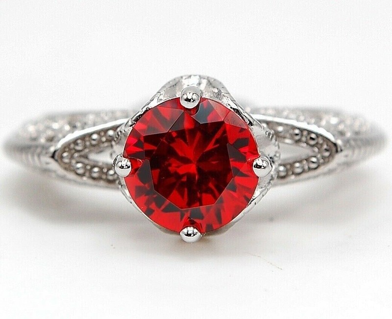 2CT Heat Treated Rubellite Tourmaline 925 Solid Sterling Silver Ring Sz 8 N2-1