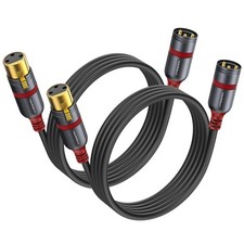 XLR Mic Cable 10ft 2-Pack OFC Gold-Plated Balanced Male-Female Pro Hi-Fi US