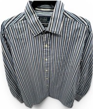 Vintage Polo Ralph Lauren Curham Dress Shirt Men 16 32/33 Blue White Stripe 90s