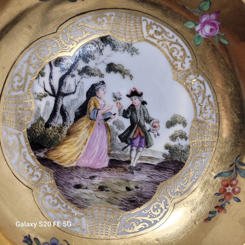 Tasse Sous Tasse Saxe Meissen Peint Or Dorure 19ème Ancienne - Imagen 10 de 24