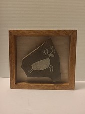 Rock Art Reproductions By Rick Southwest Actual Petroglyph Deer/Elk Framed Art