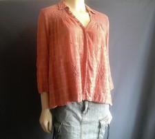 Vanessa Virginia Anthropologie Pueblo Orange Fade Embroidered Swing Shirt 4