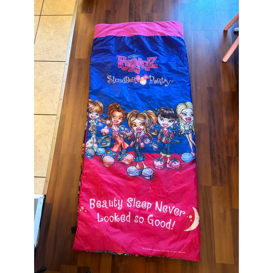 Saco de dormir Bratz fiesta de pijamas niños 2003 belleza sueño rosa azul vintage Foto 4 de 4