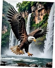 askkqtx Eagle Paint by Numbers Kit for Adults, DIY Waterfall Eagle - MT21928