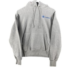 Champion Reverse Weave Hoodie Gray Blue Graphic Sweatshirt Hoodie Mens Small