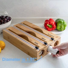 Bamboo & Plastic Wrap Dispenser – Stylish Aluminum Foil & Stretch Film Box - NEW