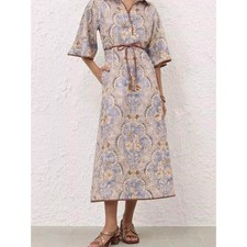 Zimmermann New Vintage Print Straight Cut Casual Long Sleeve Maxi Dress