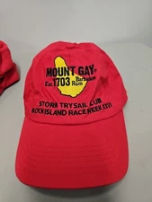 Vtg Mount Gay Rum BARBADOS Block Island XX STORM TRYsail Club Hat Red Cap 2003
