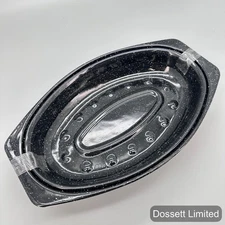 GraniteWare Covered Roaster 7 lb Black Speckled Enamel Steel 13x8x5 with Lid