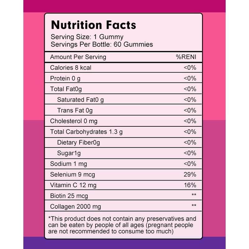 Collagen Gummies for Hair Skin and Nail Hydrolyzed Collagen Vitamin C & E