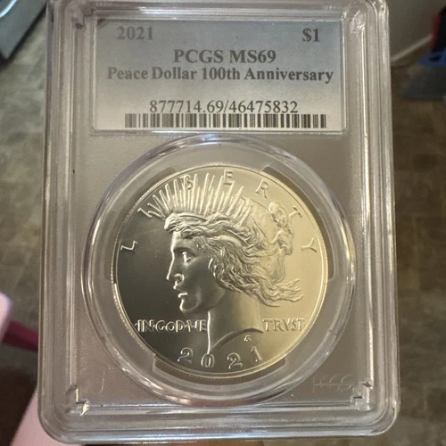 2021 SILVER PEACE DOLLAR PCGS MS69 EARLY ISSUE 100TH ANNIVERSARY
