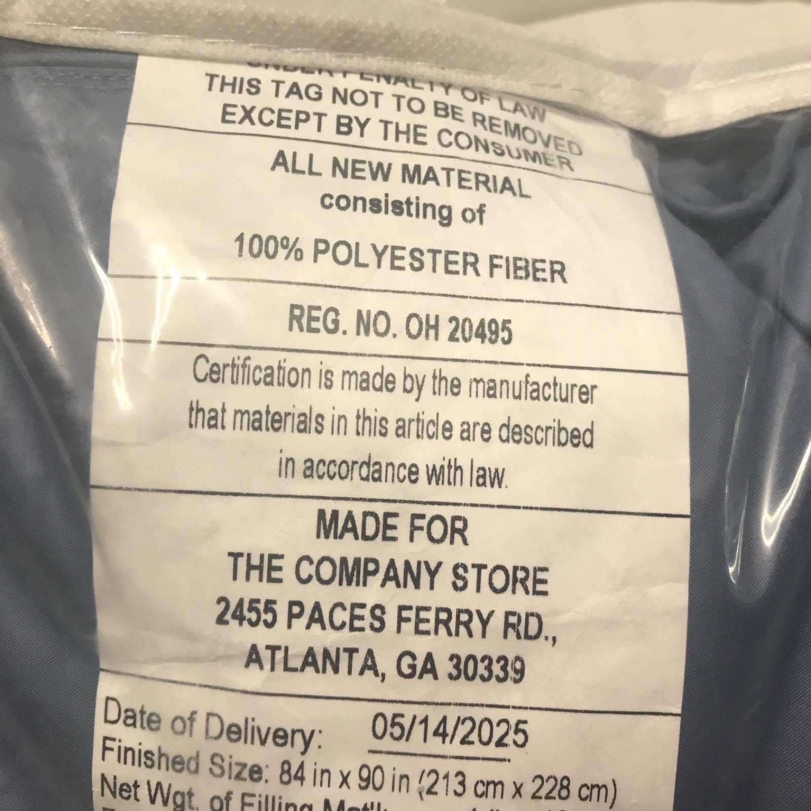 The Company Store LaCrosse LoftAire FULL Down Alternative Comforter Quilted Blue