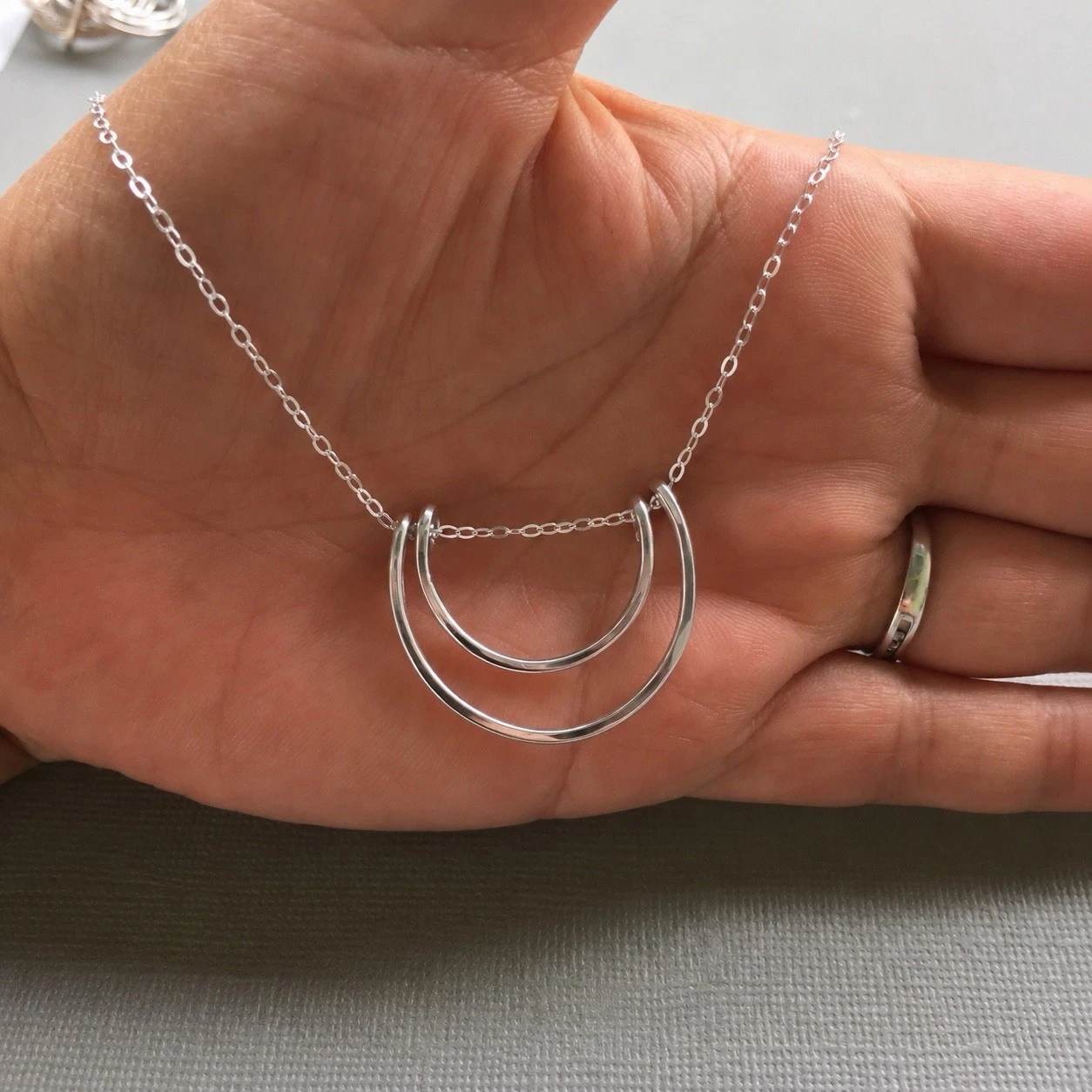 Handmade Double Curved Bar Necklace image 3